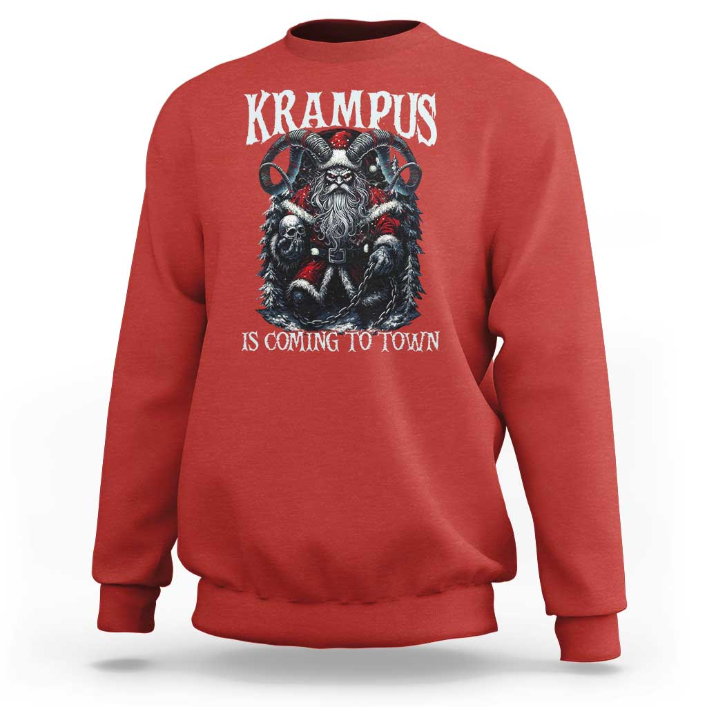 Nordic Christmas Krampus Sweatshirt Krampus Is Coming To Town Horror Holiday Xmas - Wonder Print Shop