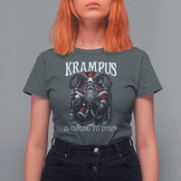Nordic Christmas Krampus T Shirt For Women Krampus Is Coming To Town Horror Holiday Xmas - Wonder Print Shop