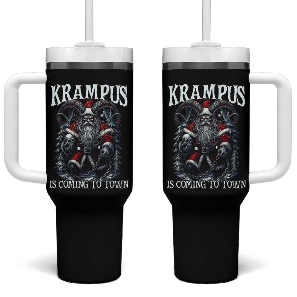 Nordic Christmas Krampus Tumbler With Handle Krampus Is Coming To Town Horror Holiday Xmas - Wonder Print Shop