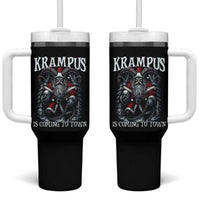Nordic Christmas Krampus Tumbler With Handle Krampus Is Coming To Town Horror Holiday Xmas - Wonder Print Shop
