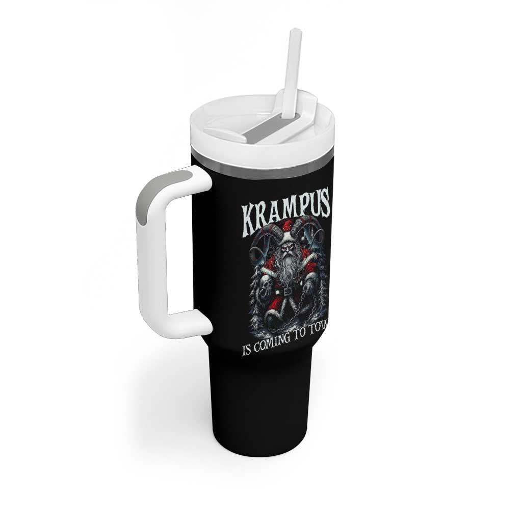 Nordic Christmas Krampus Tumbler With Handle Krampus Is Coming To Town Horror Holiday Xmas - Wonder Print Shop