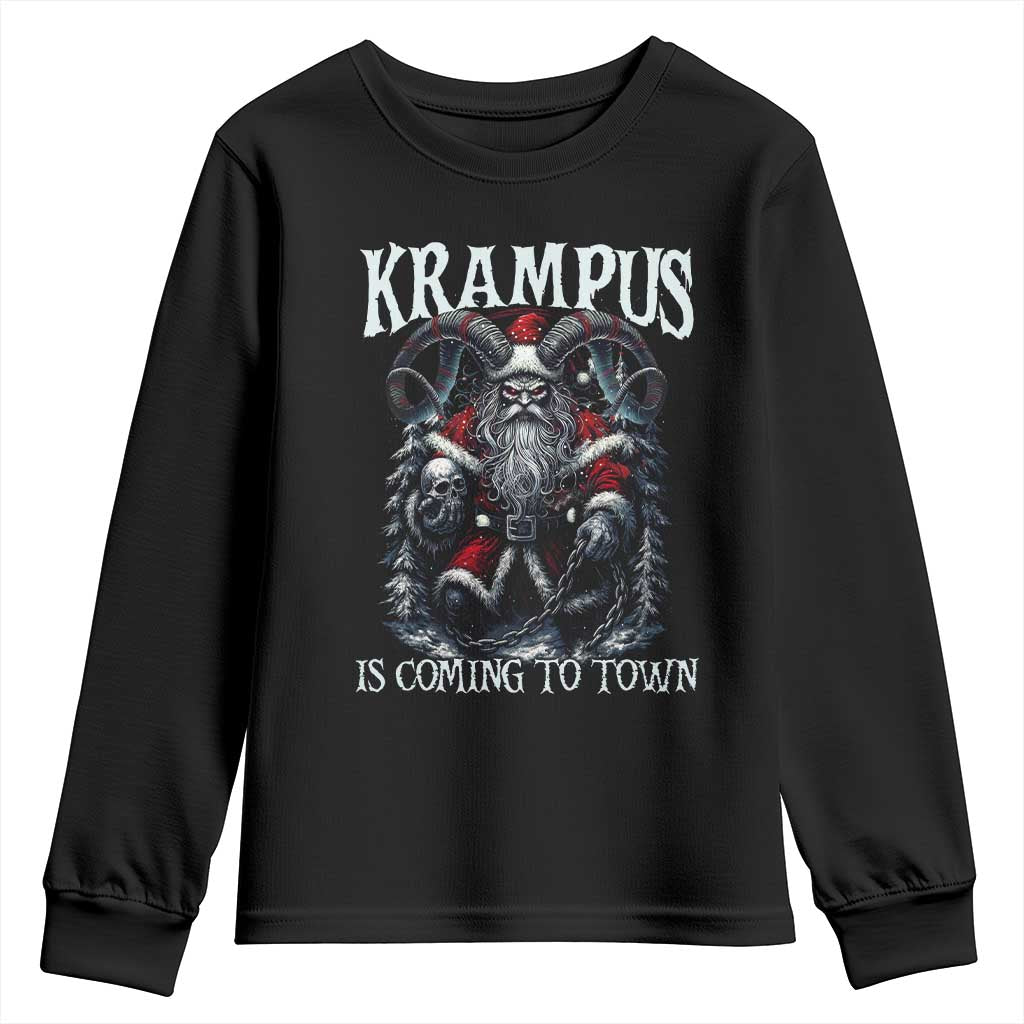 Nordic Christmas Krampus Youth Sweatshirt Krampus Is Coming To Town Horror Holiday Xmas - Wonder Print Shop