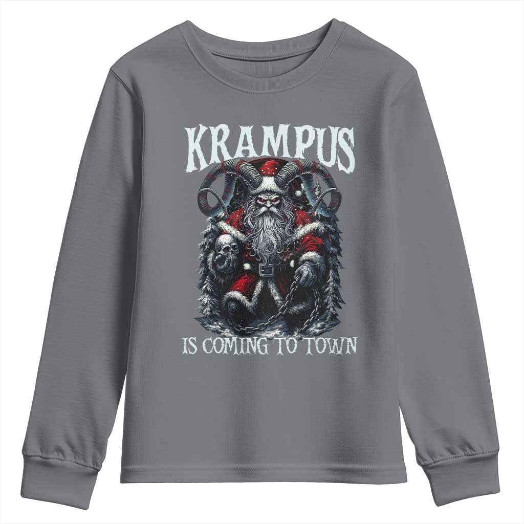 Nordic Christmas Krampus Youth Sweatshirt Krampus Is Coming To Town Horror Holiday Xmas - Wonder Print Shop