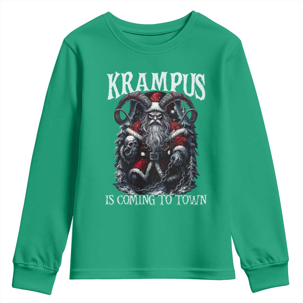 Nordic Christmas Krampus Youth Sweatshirt Krampus Is Coming To Town Horror Holiday Xmas - Wonder Print Shop