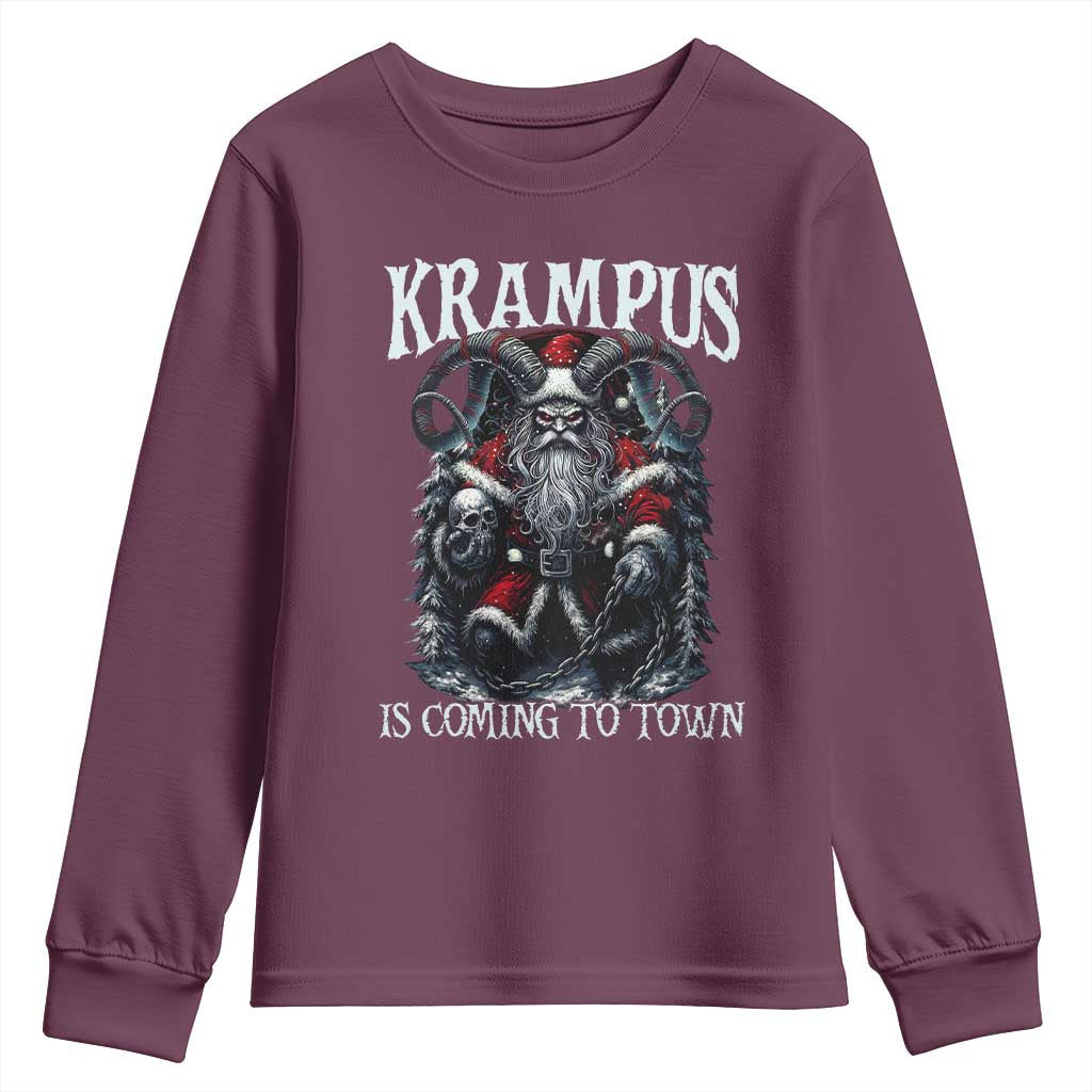 Nordic Christmas Krampus Youth Sweatshirt Krampus Is Coming To Town Horror Holiday Xmas - Wonder Print Shop