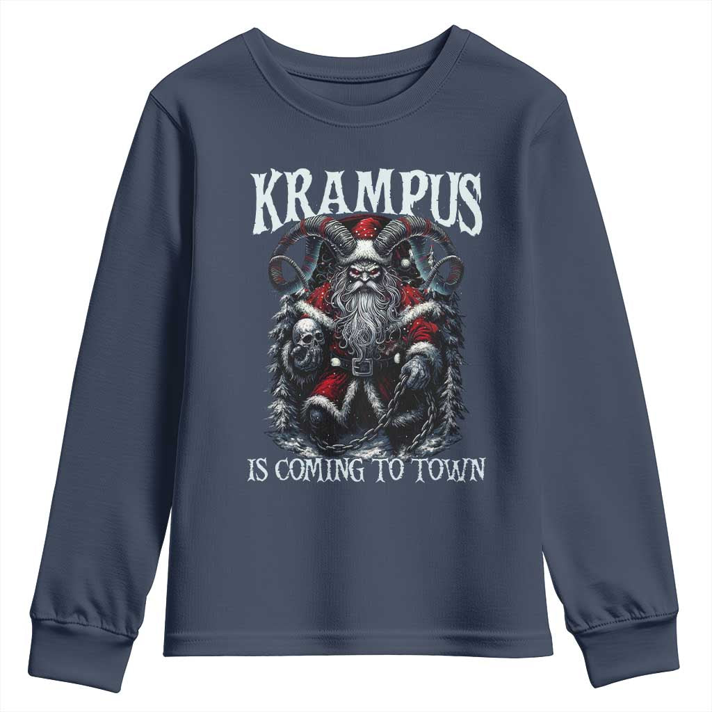 Nordic Christmas Krampus Youth Sweatshirt Krampus Is Coming To Town Horror Holiday Xmas - Wonder Print Shop