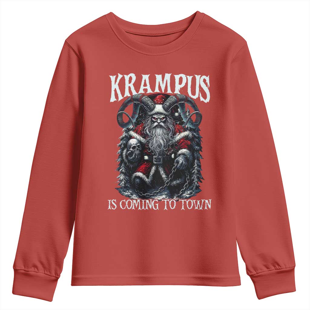 Nordic Christmas Krampus Youth Sweatshirt Krampus Is Coming To Town Horror Holiday Xmas - Wonder Print Shop