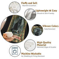 Nordic Christmas Cat Throw Blanket Jolakotturinn Yule Cat Icelandic - Wonder Print Shop