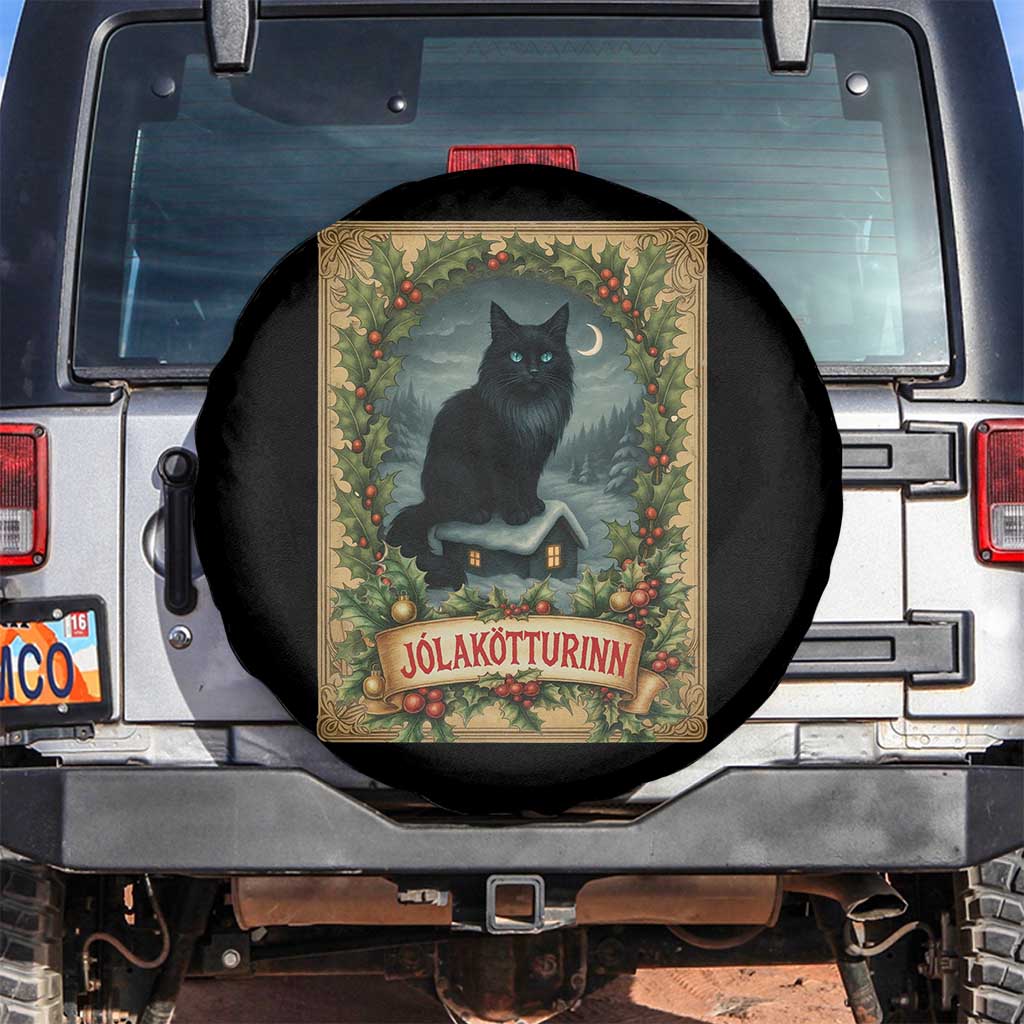 Nordic Christmas Cat Spare Tire Cover Jolakotturinn Yule Cat Icelandic - Wonder Print Shop