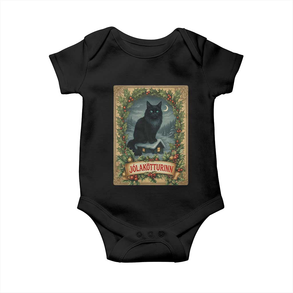 Nordic Christmas Cat Baby Onesie Jolakotturinn Yule Cat Icelandic - Wonder Print Shop