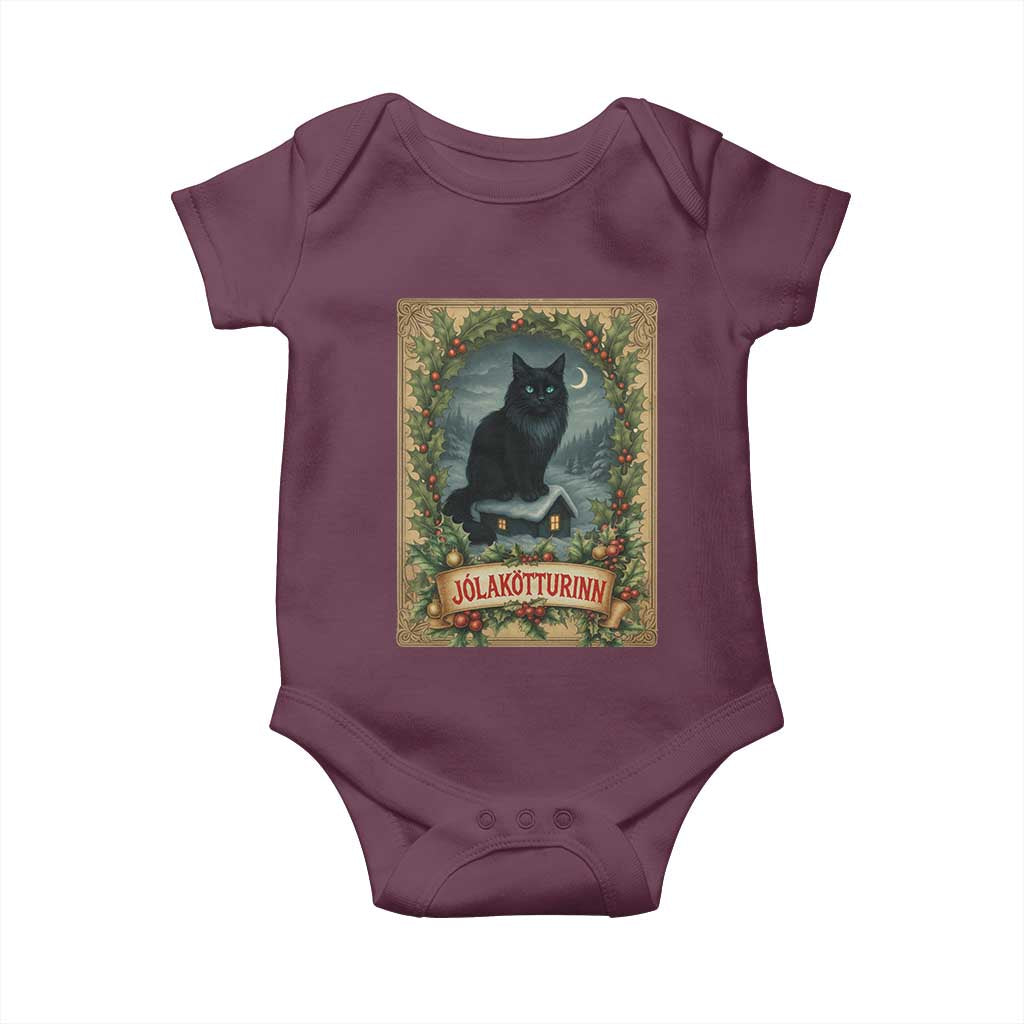 Nordic Christmas Cat Baby Onesie Jolakotturinn Yule Cat Icelandic - Wonder Print Shop
