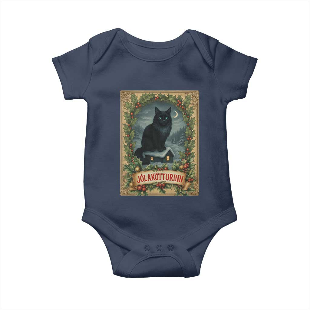 Nordic Christmas Cat Baby Onesie Jolakotturinn Yule Cat Icelandic - Wonder Print Shop