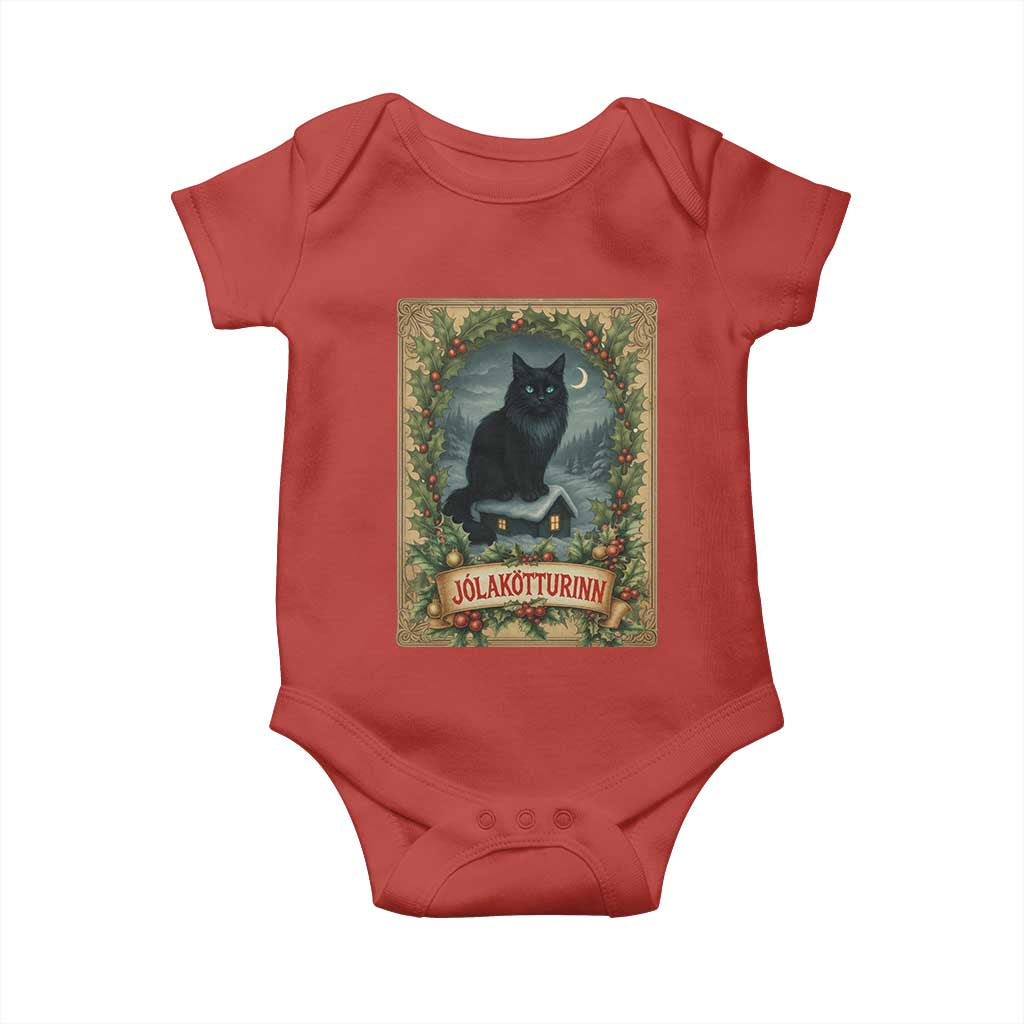 Nordic Christmas Cat Baby Onesie Jolakotturinn Yule Cat Icelandic - Wonder Print Shop