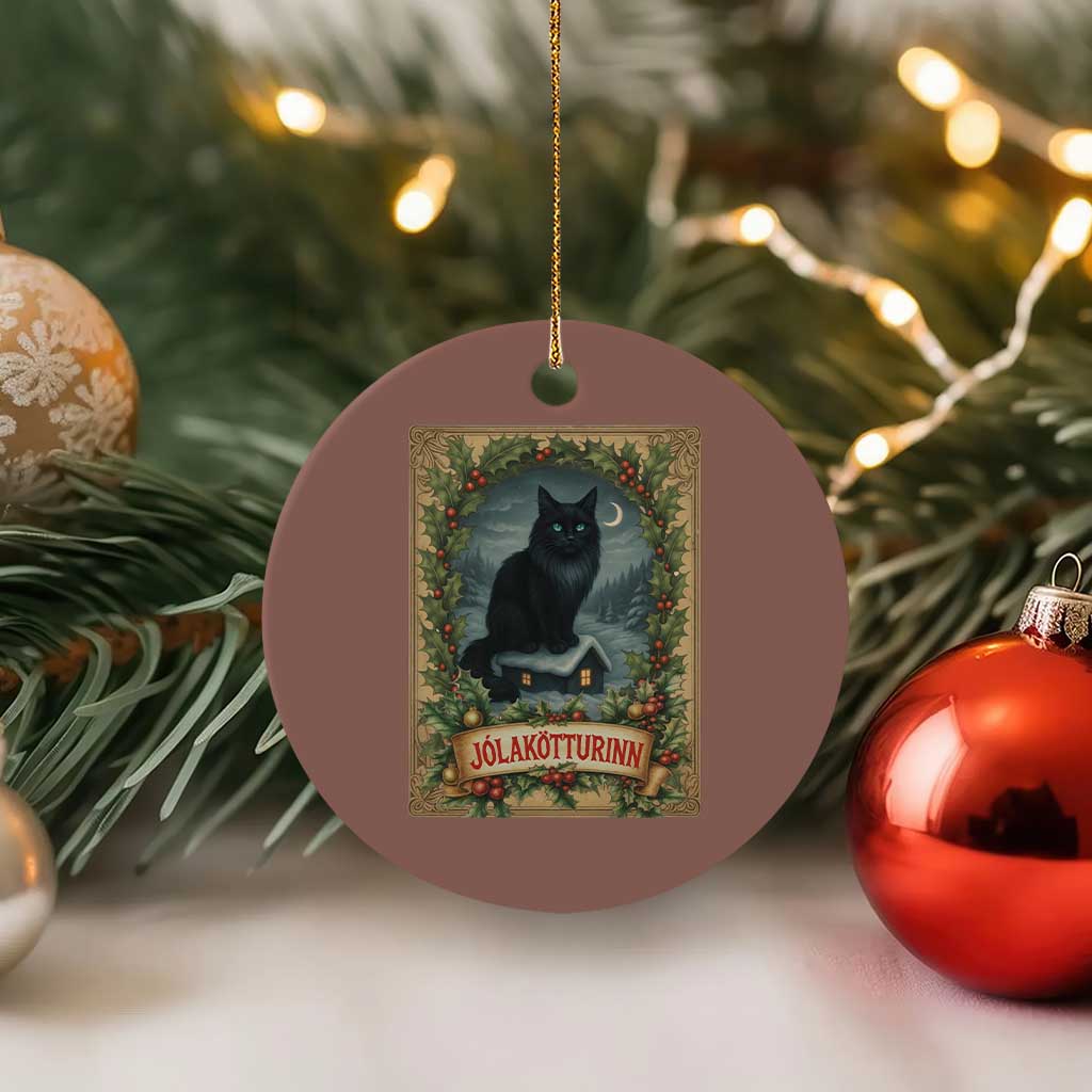 Nordic Christmas Cat Ceramic Ornament Jolakotturinn Yule Cat Icelandic - Wonder Print Shop