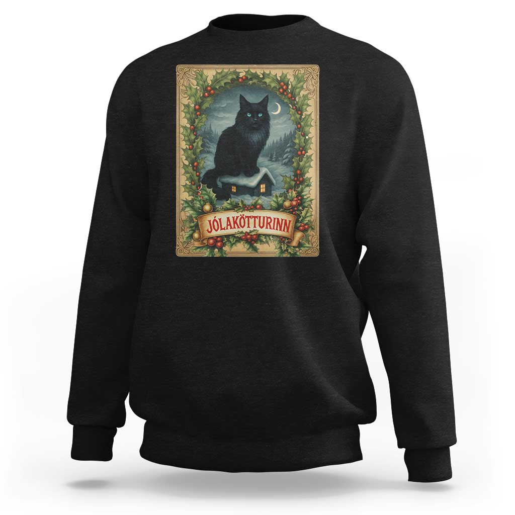 Nordic Christmas Cat Sweatshirt Jolakotturinn Yule Cat Icelandic - Wonder Print Shop