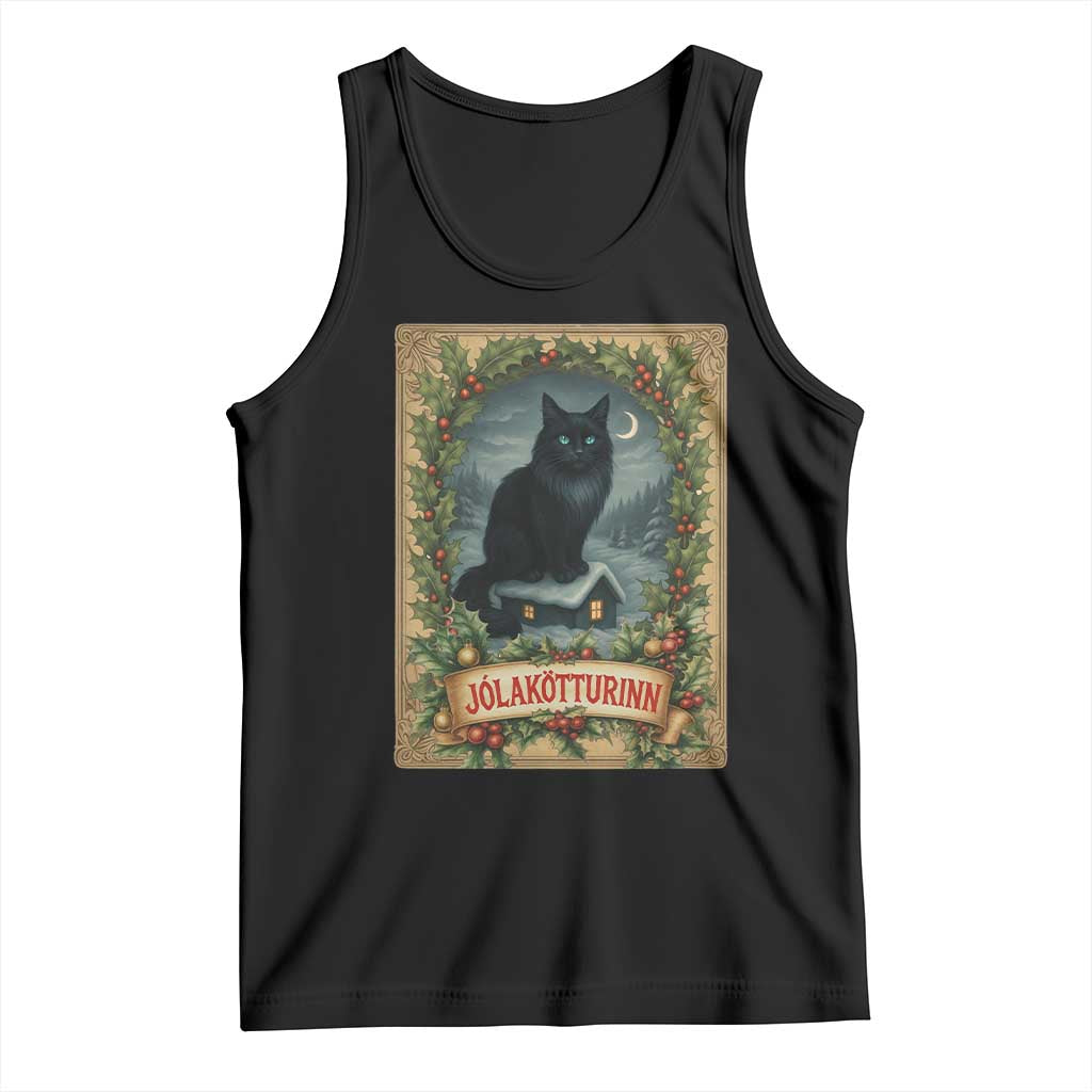 Nordic Christmas Cat Tank Top Jolakotturinn Yule Cat Icelandic - Wonder Print Shop