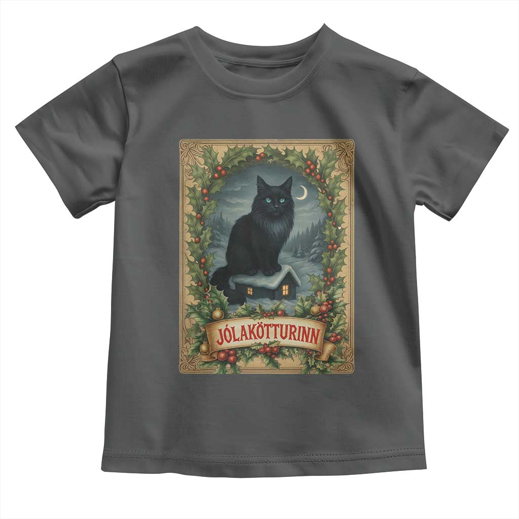Nordic Christmas Cat Toddler T Shirt Jolakotturinn Yule Cat Icelandic - Wonder Print Shop
