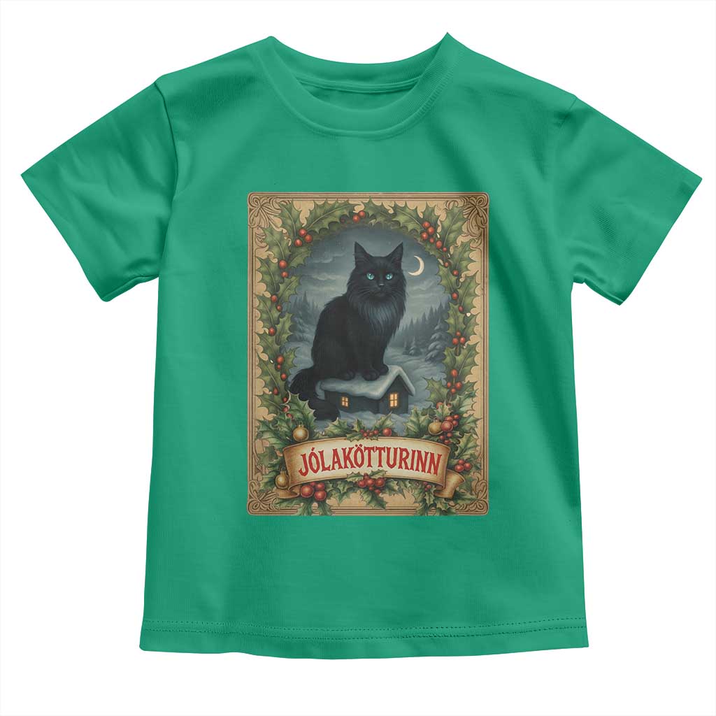 Nordic Christmas Cat Toddler T Shirt Jolakotturinn Yule Cat Icelandic - Wonder Print Shop