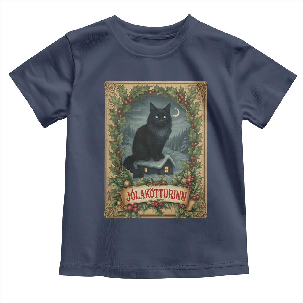 Nordic Christmas Cat Toddler T Shirt Jolakotturinn Yule Cat Icelandic - Wonder Print Shop