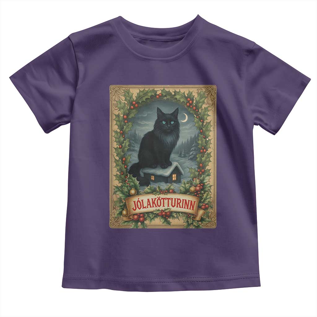 Nordic Christmas Cat Toddler T Shirt Jolakotturinn Yule Cat Icelandic - Wonder Print Shop