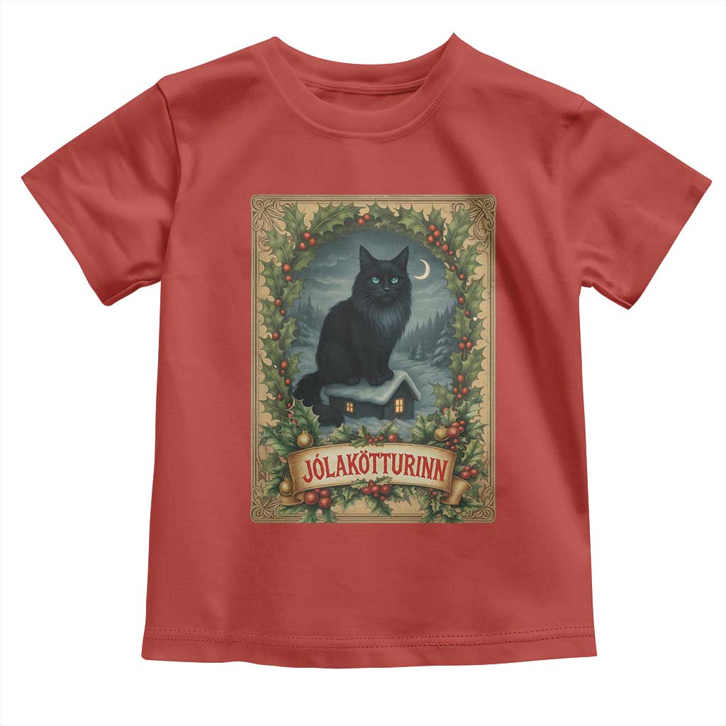Nordic Christmas Cat Toddler T Shirt Jolakotturinn Yule Cat Icelandic - Wonder Print Shop
