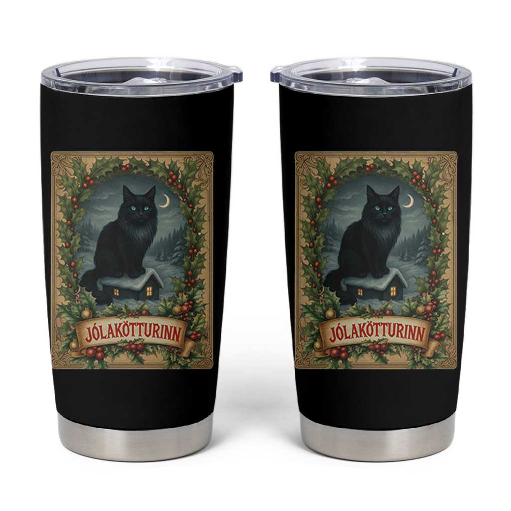 Nordic Christmas Cat Tumbler Cup Jolakotturinn Yule Cat Icelandic - Wonder Print Shop
