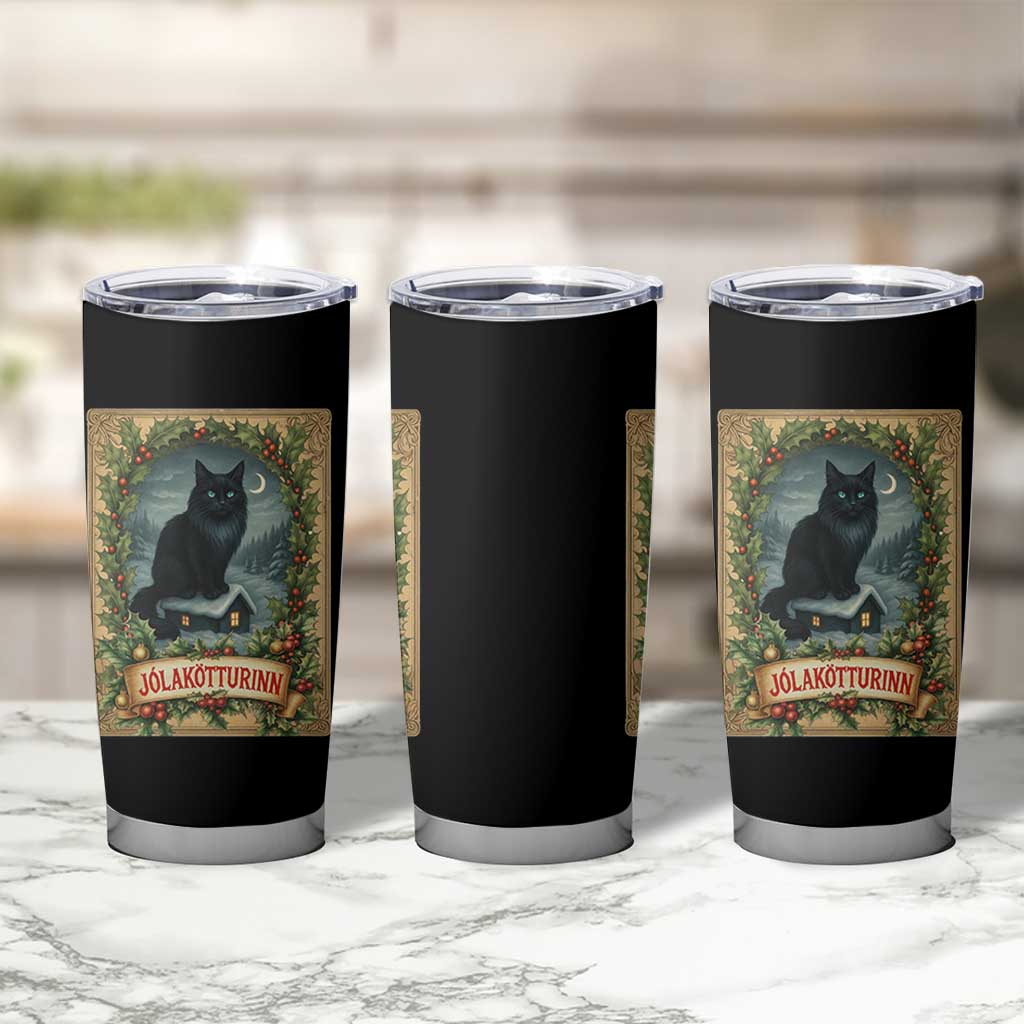 Nordic Christmas Cat Tumbler Cup Jolakotturinn Yule Cat Icelandic - Wonder Print Shop