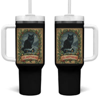 Nordic Christmas Cat Tumbler With Handle Jolakotturinn Yule Cat Icelandic - Wonder Print Shop
