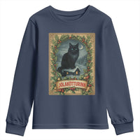 Nordic Christmas Cat Youth Sweatshirt Jolakotturinn Yule Cat Icelandic - Wonder Print Shop