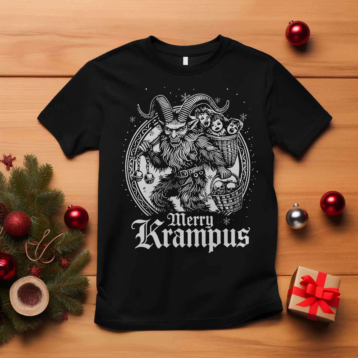 Christmas Krampus T Shirt Merry Krampus Norse Pagan Yule Horror Xmas - Wonder Print Shop