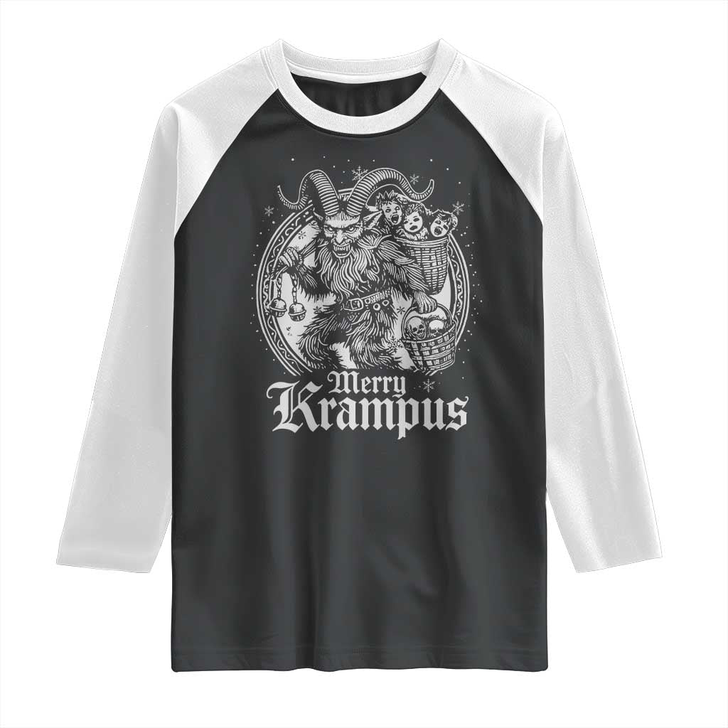 Christmas Krampus Raglan Shirt Merry Krampus Norse Pagan Yule Horror Xmas - Wonder Print Shop