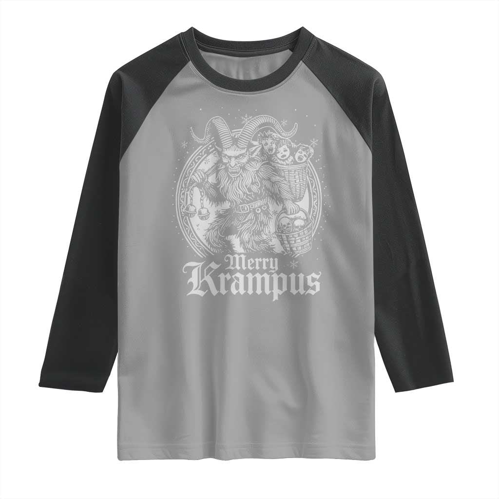 Christmas Krampus Raglan Shirt Merry Krampus Norse Pagan Yule Horror Xmas - Wonder Print Shop