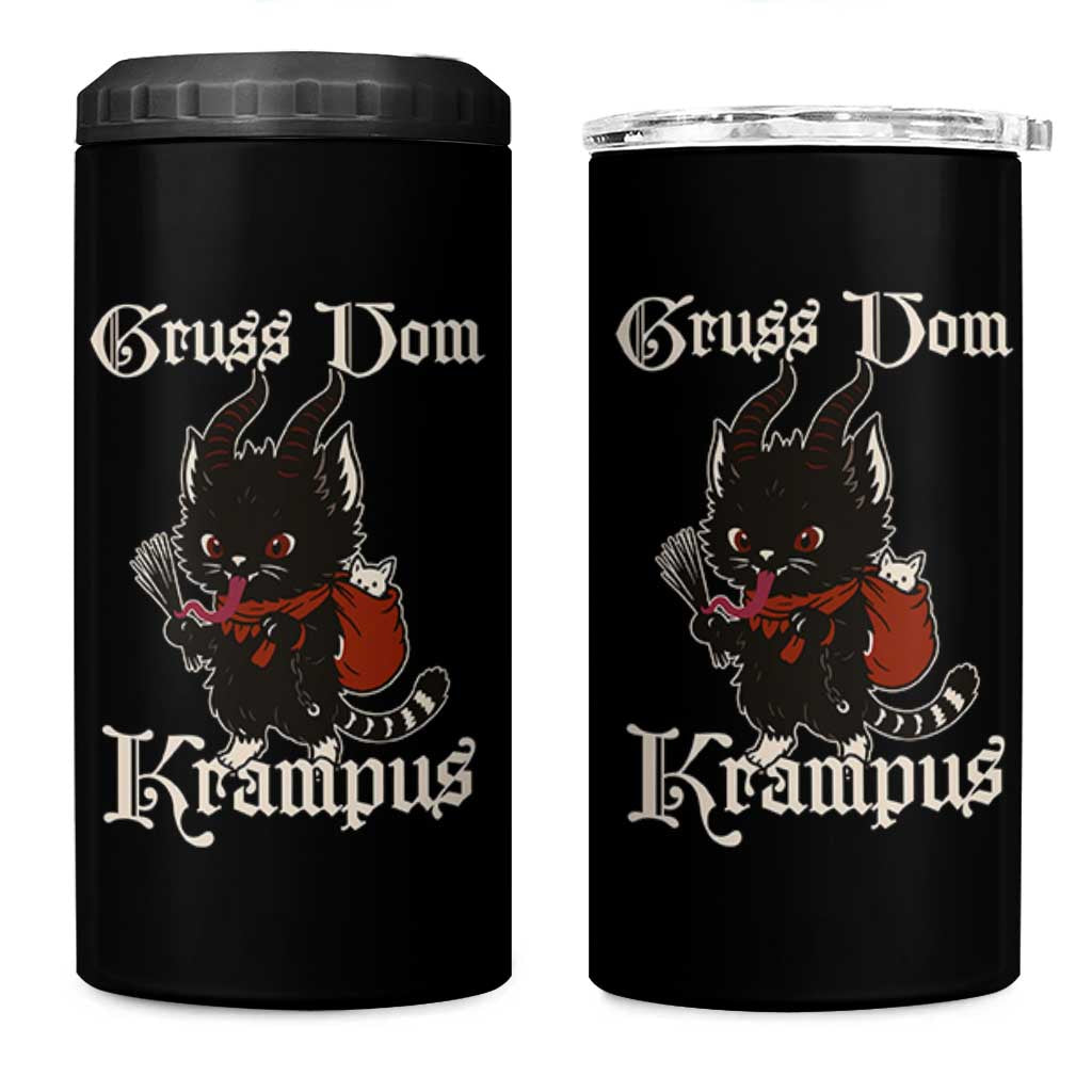 Christmas Krampus Cat 4 in 1 Can Cooler Tumbler Gruss Vom Krampus Pagan Yule Xmas - Wonder Print Shop
