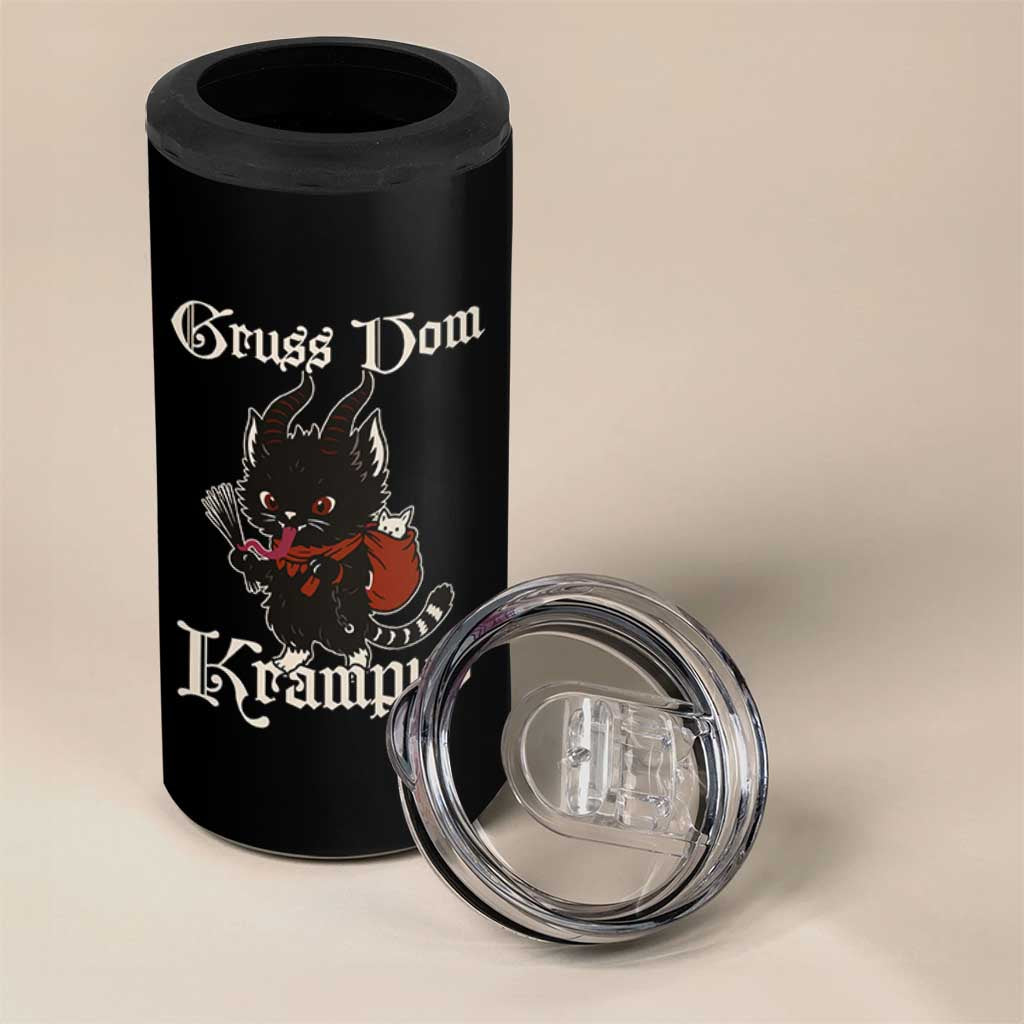 Christmas Krampus Cat 4 in 1 Can Cooler Tumbler Gruss Vom Krampus Pagan Yule Xmas - Wonder Print Shop