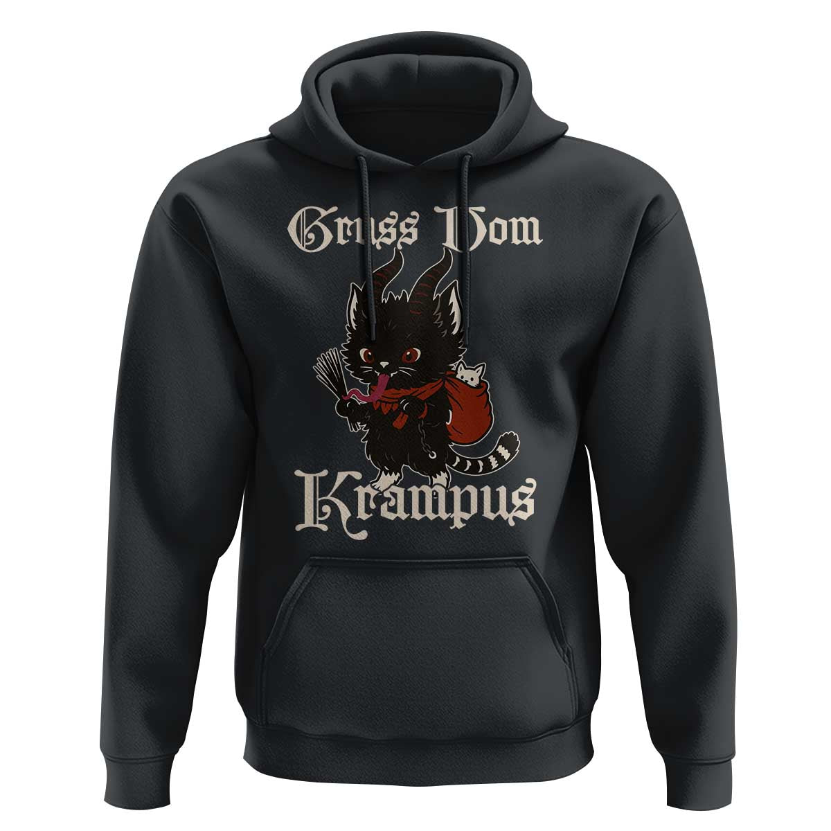 Christmas Krampus Cat Hoodie Gruss Vom Krampus Pagan Yule Xmas - Wonder Print Shop