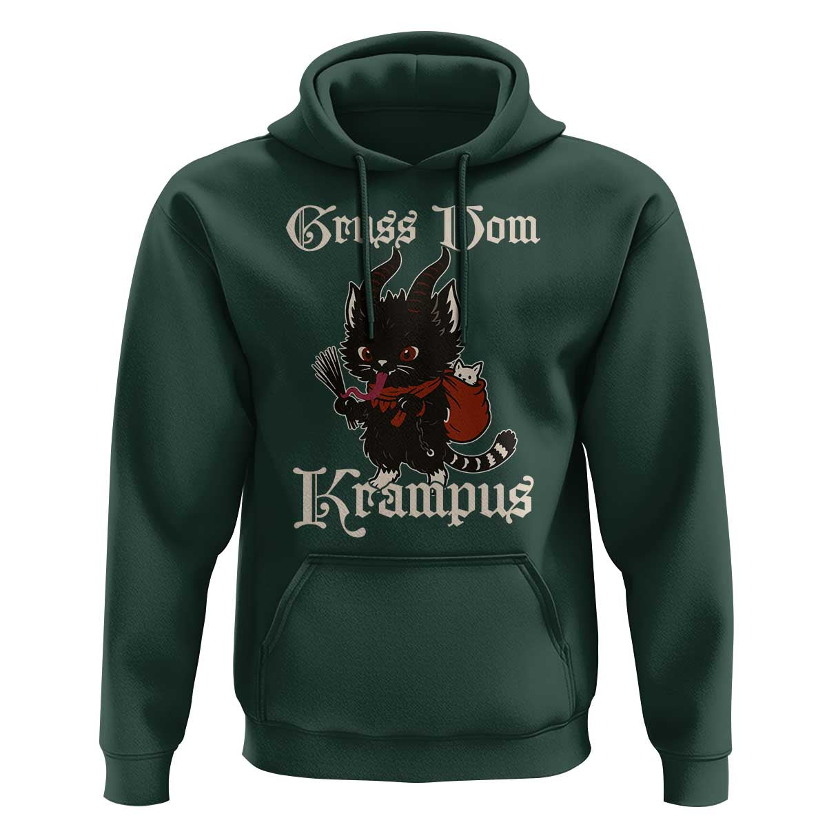 Christmas Krampus Cat Hoodie Gruss Vom Krampus Pagan Yule Xmas - Wonder Print Shop