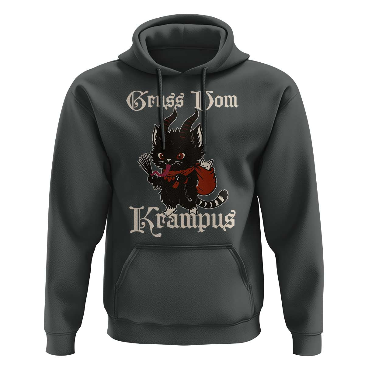 Christmas Krampus Cat Hoodie Gruss Vom Krampus Pagan Yule Xmas - Wonder Print Shop