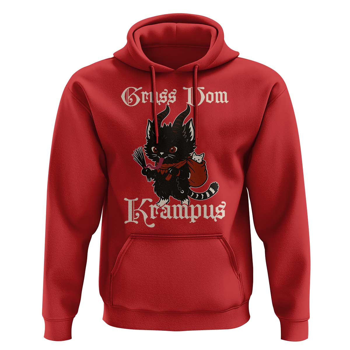 Christmas Krampus Cat Hoodie Gruss Vom Krampus Pagan Yule Xmas - Wonder Print Shop