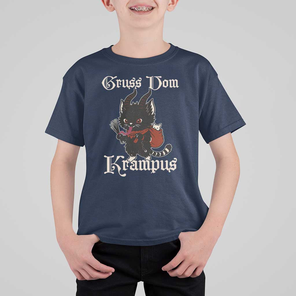 Christmas Krampus Cat T Shirt For Kid Gruss Vom Krampus Pagan Yule Xmas - Wonder Print Shop