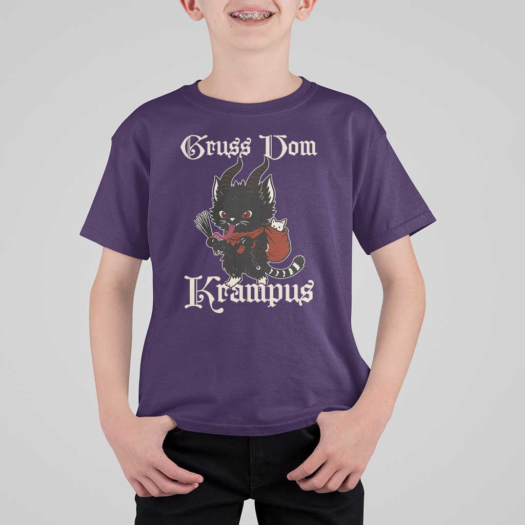 Christmas Krampus Cat T Shirt For Kid Gruss Vom Krampus Pagan Yule Xmas - Wonder Print Shop