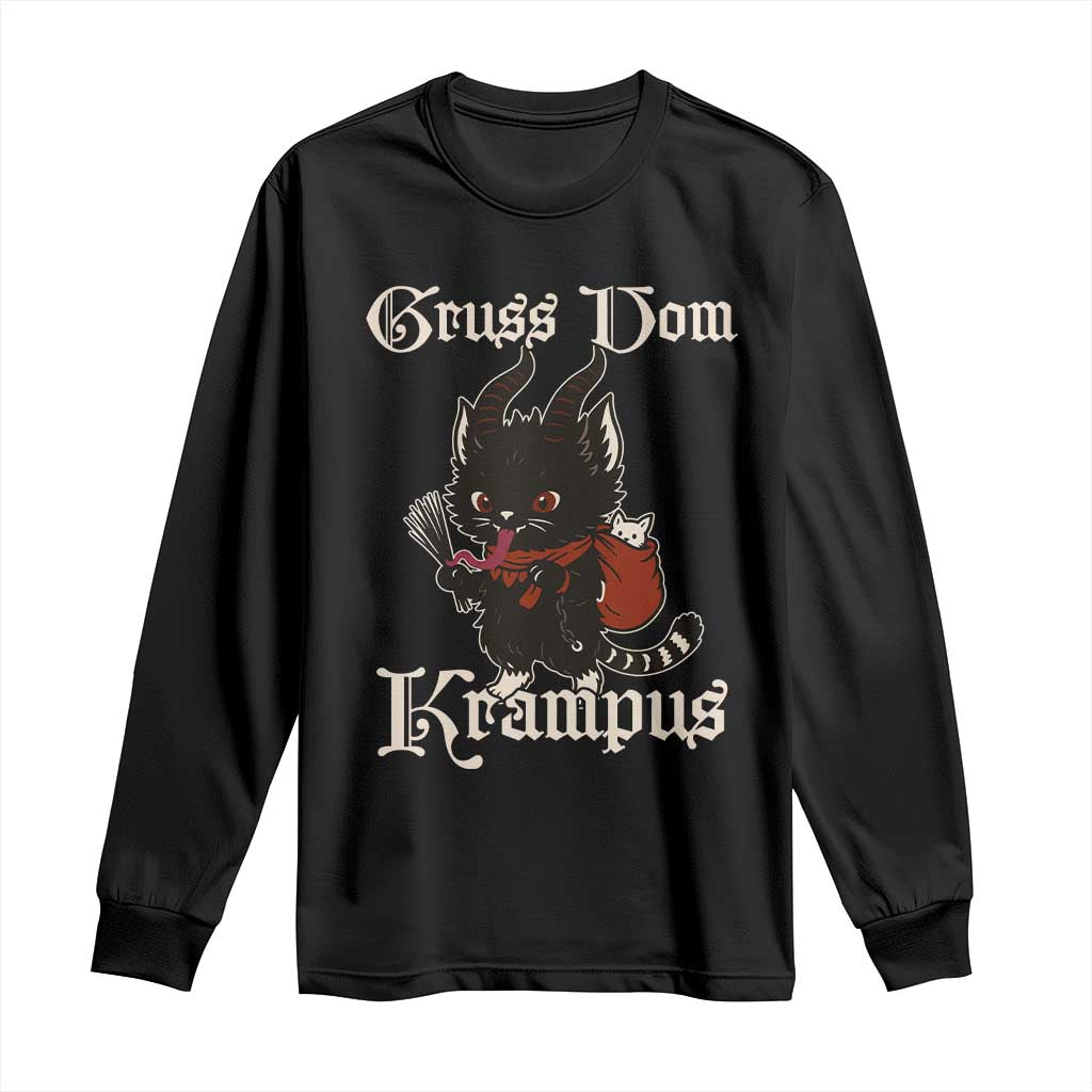 Christmas Krampus Cat Long Sleeve Shirt Gruss Vom Krampus Pagan Yule Xmas - Wonder Print Shop