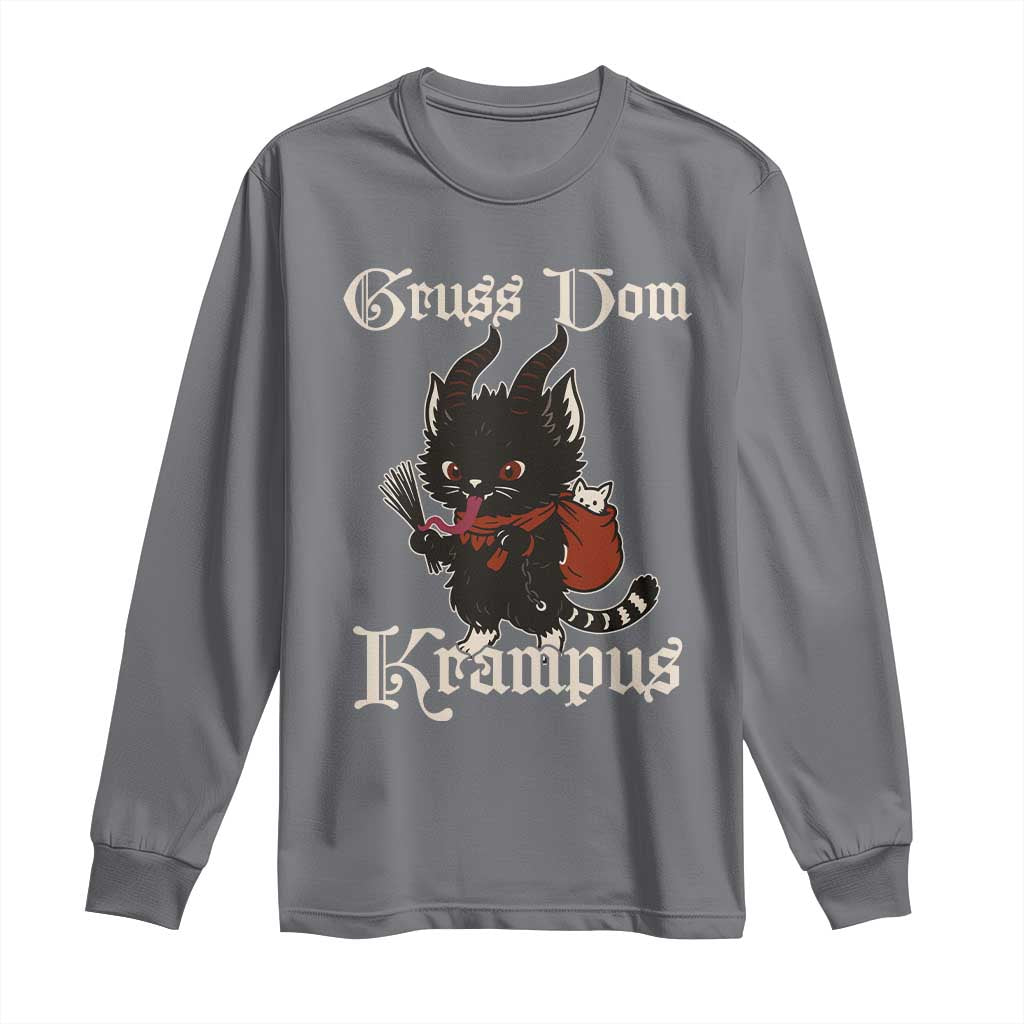 Christmas Krampus Cat Long Sleeve Shirt Gruss Vom Krampus Pagan Yule Xmas - Wonder Print Shop