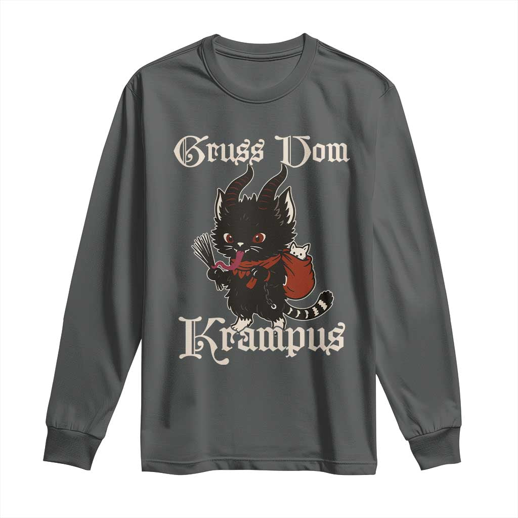Christmas Krampus Cat Long Sleeve Shirt Gruss Vom Krampus Pagan Yule Xmas - Wonder Print Shop
