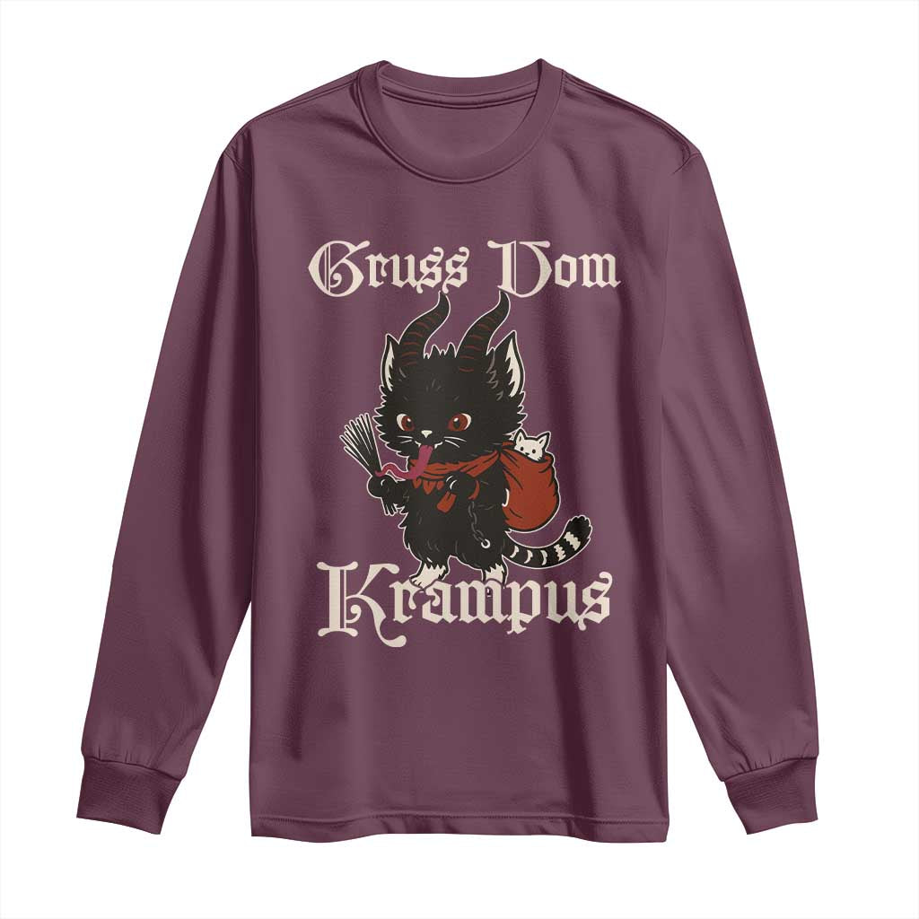 Christmas Krampus Cat Long Sleeve Shirt Gruss Vom Krampus Pagan Yule Xmas - Wonder Print Shop