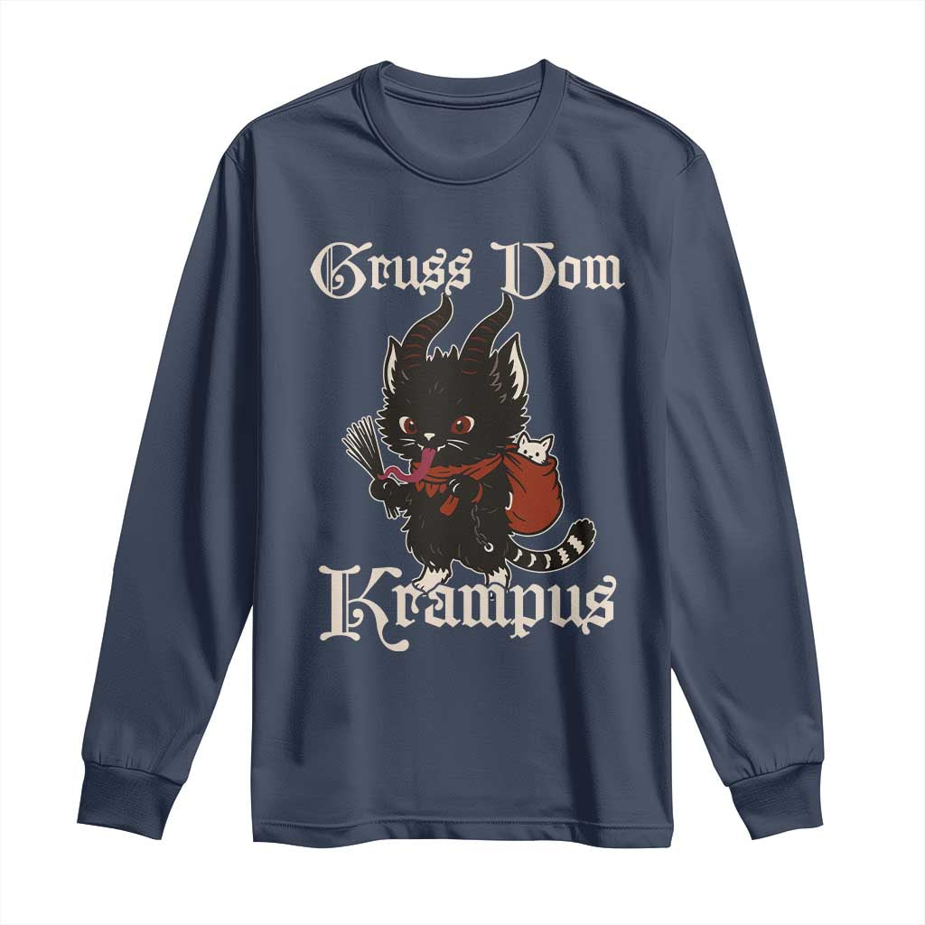 Christmas Krampus Cat Long Sleeve Shirt Gruss Vom Krampus Pagan Yule Xmas - Wonder Print Shop