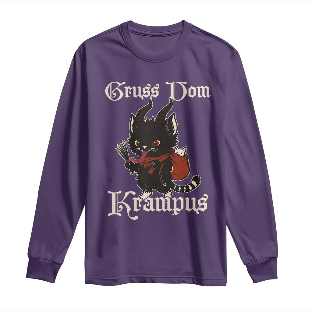 Christmas Krampus Cat Long Sleeve Shirt Gruss Vom Krampus Pagan Yule Xmas - Wonder Print Shop