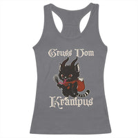 Christmas Krampus Cat Racerback Tank Top Gruss Vom Krampus Pagan Yule Xmas - Wonder Print Shop