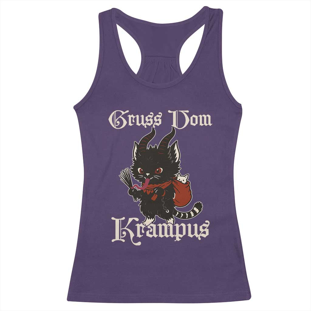 Christmas Krampus Cat Racerback Tank Top Gruss Vom Krampus Pagan Yule Xmas - Wonder Print Shop