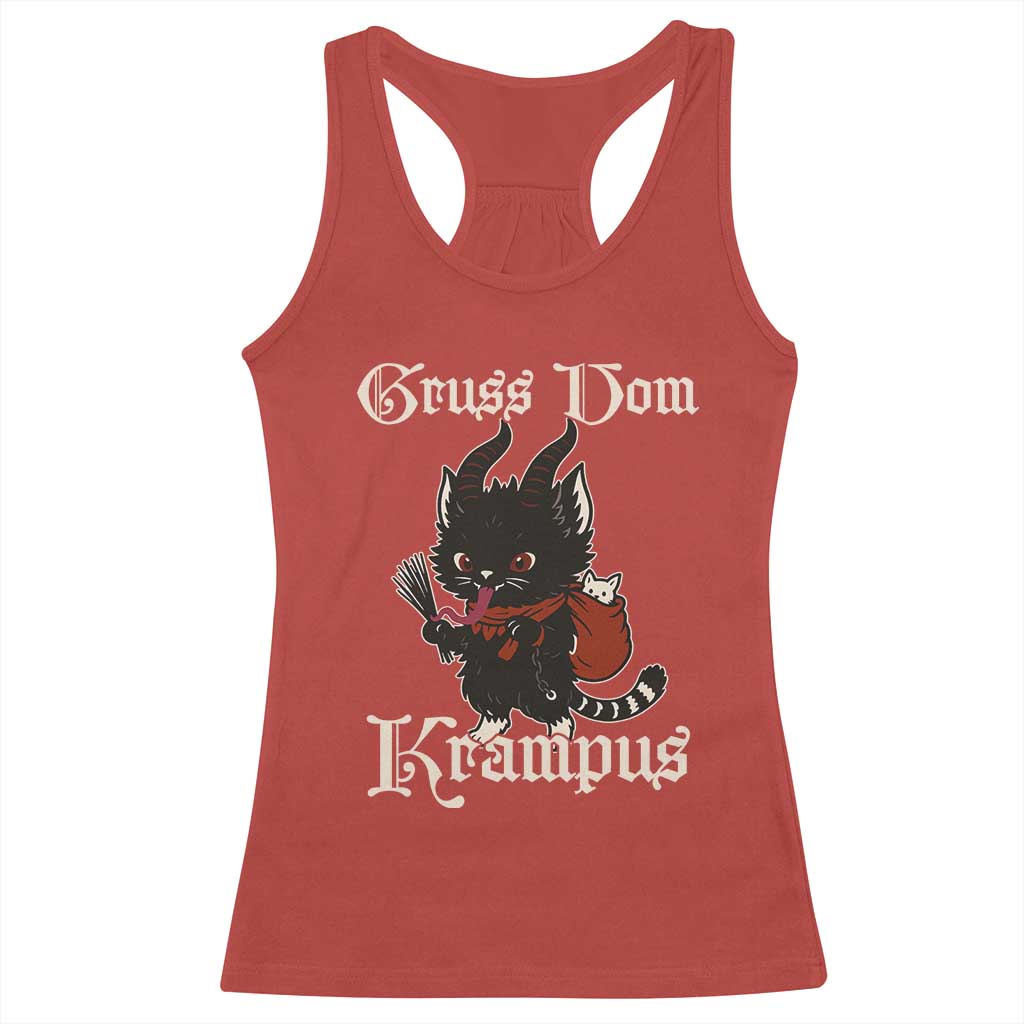 Christmas Krampus Cat Racerback Tank Top Gruss Vom Krampus Pagan Yule Xmas - Wonder Print Shop