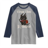 Christmas Krampus Cat Raglan Shirt Gruss Vom Krampus Pagan Yule Xmas - Wonder Print Shop